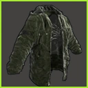 Groen camouflagejack, ontworpen om op te gaan in de buitenomgeving.